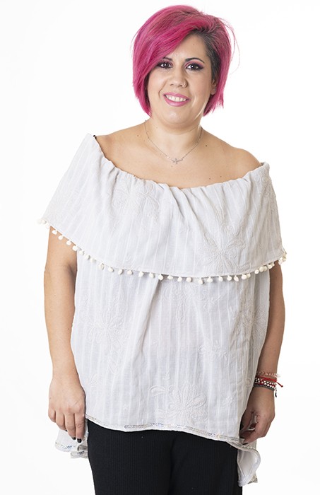 Susana Escribano Blusa Escote Barco Color Perla