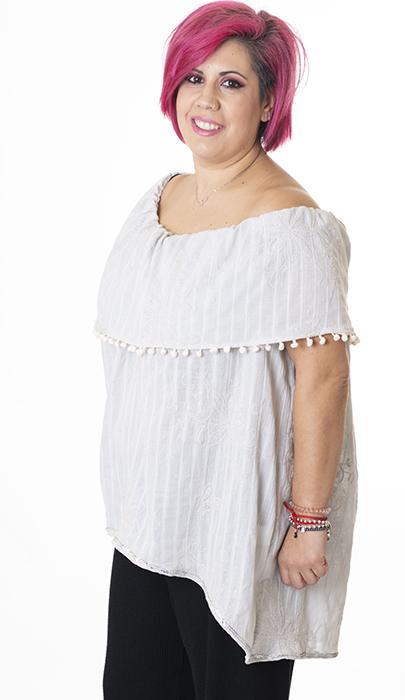 Susana Escribano Blusa Escote Barco Color Perla