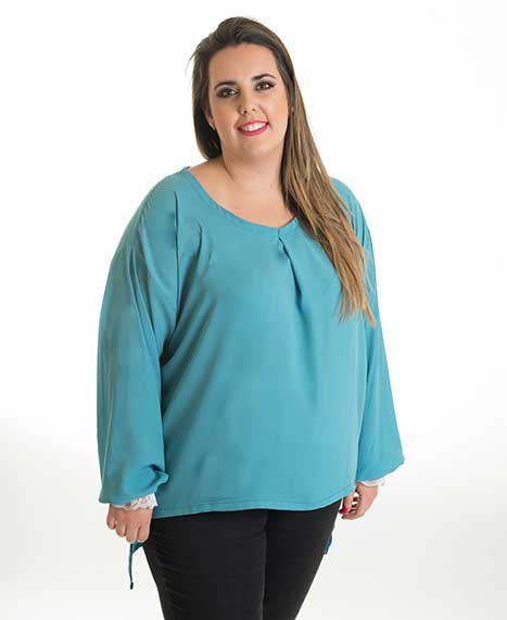 Susana Escribano Blusa Manga Larga Celeste