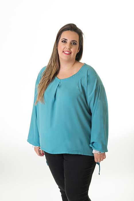 Susana Escribano Blusa Manga Larga Celeste