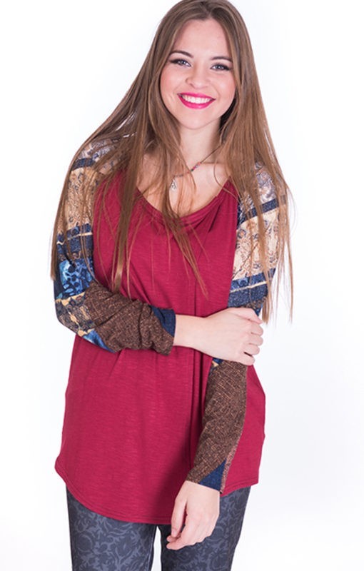 Susana Escribano Blusa Manga Ranglan. Granate