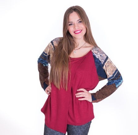 Susana Escribano Blusa Manga Ranglan. Granate