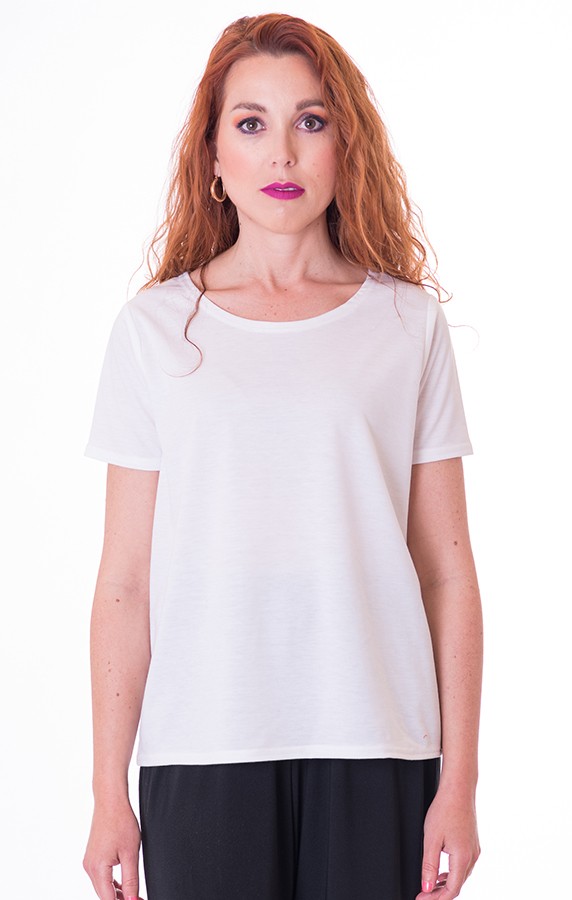Susana Escribano Camiseta Mujer Blanca. Manga Corta