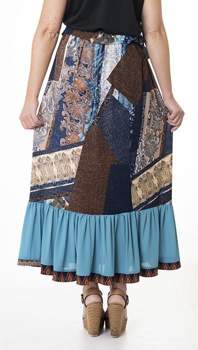 Susana Escribano Falda De Vuelo Larga. Estampada