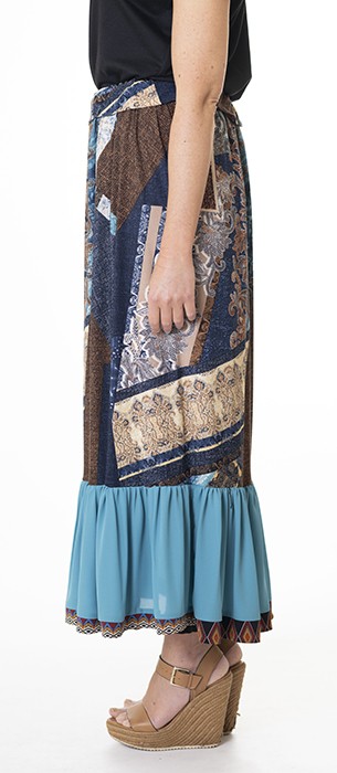 Susana Escribano Falda De Vuelo Larga. Estampada