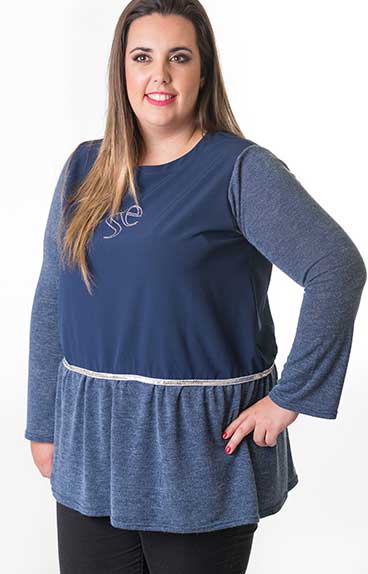 Susana Escribano Jersey De Punto Azul. Con Volante