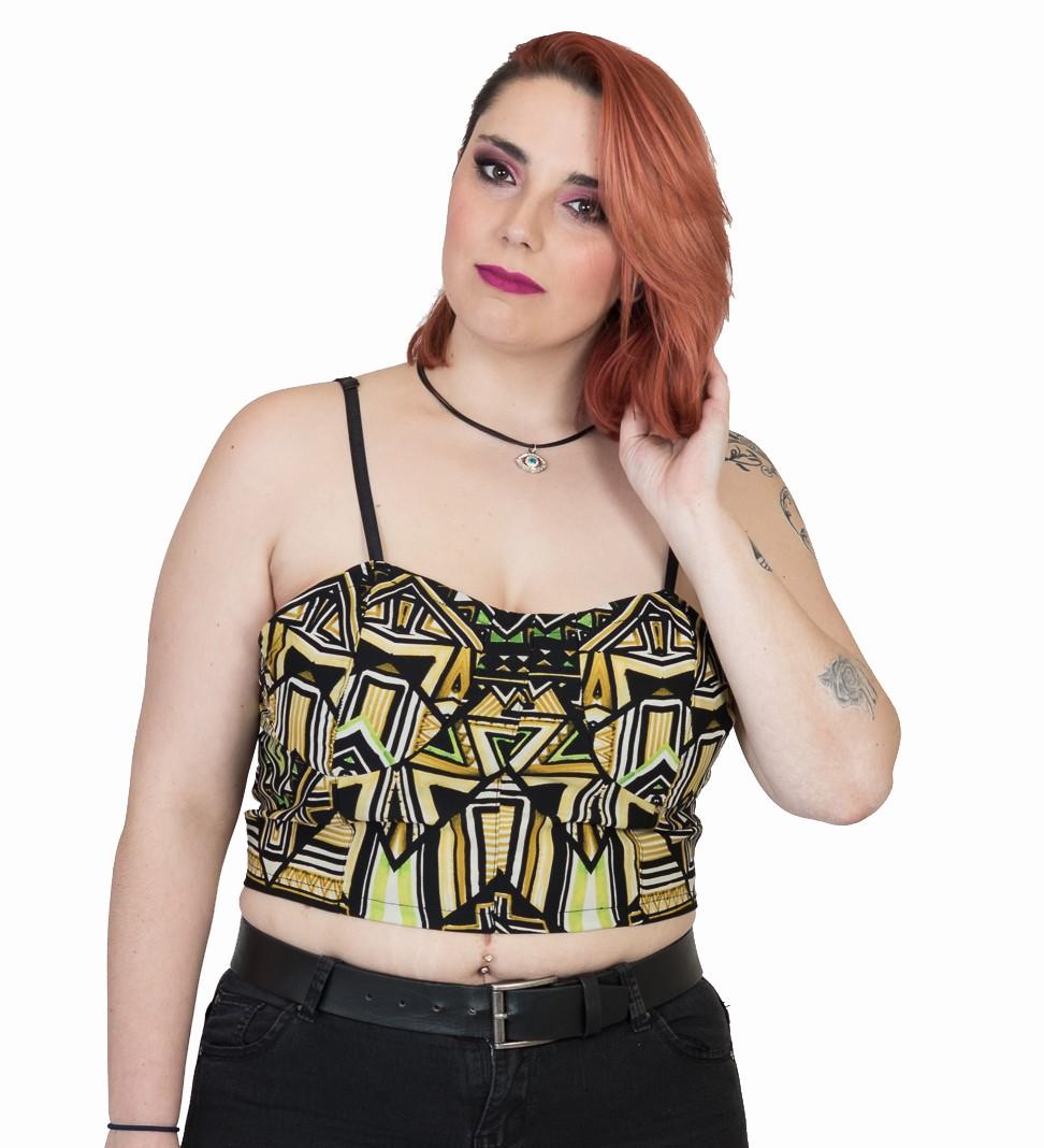 Susana Escribano Top Con Estampado En Tonos Ocre