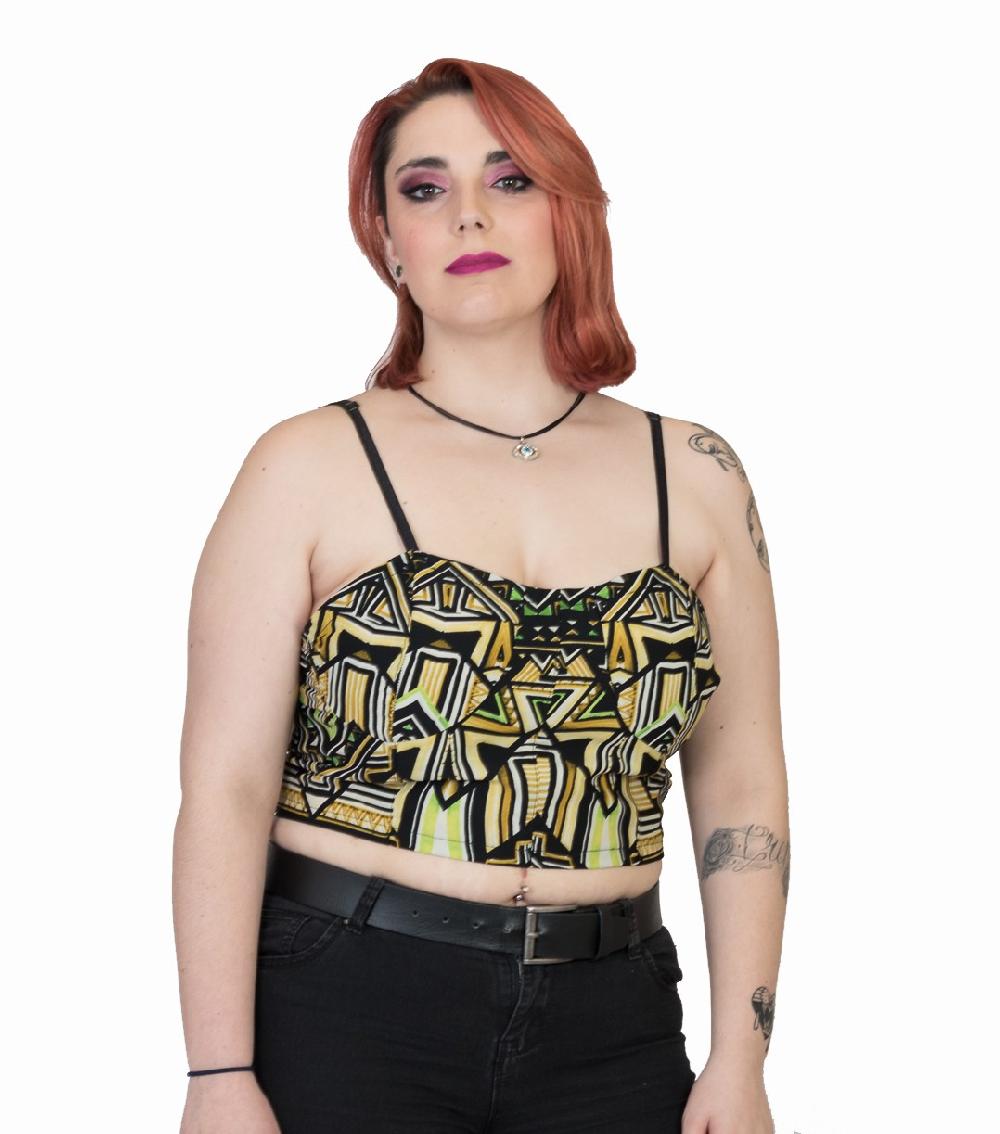 Susana Escribano Top Con Estampado En Tonos Ocre