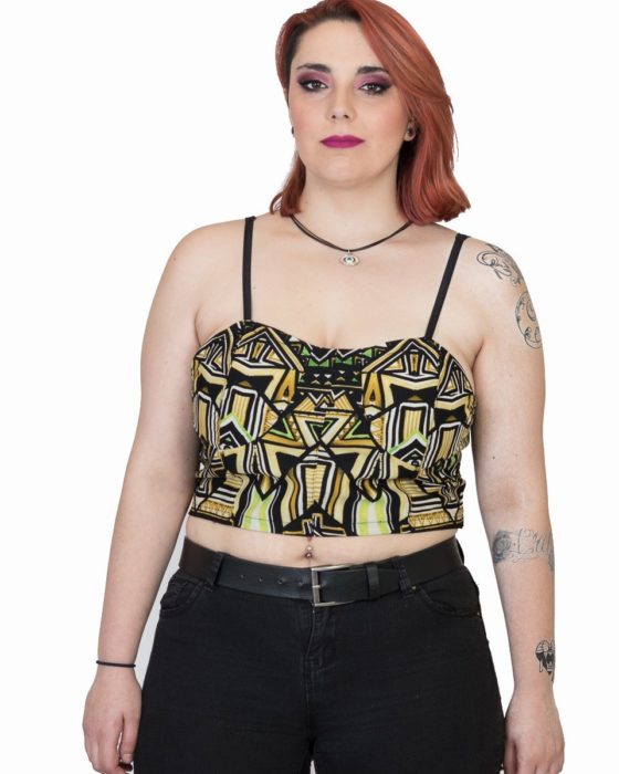 susana escribano Top con estampado en tonos ocre