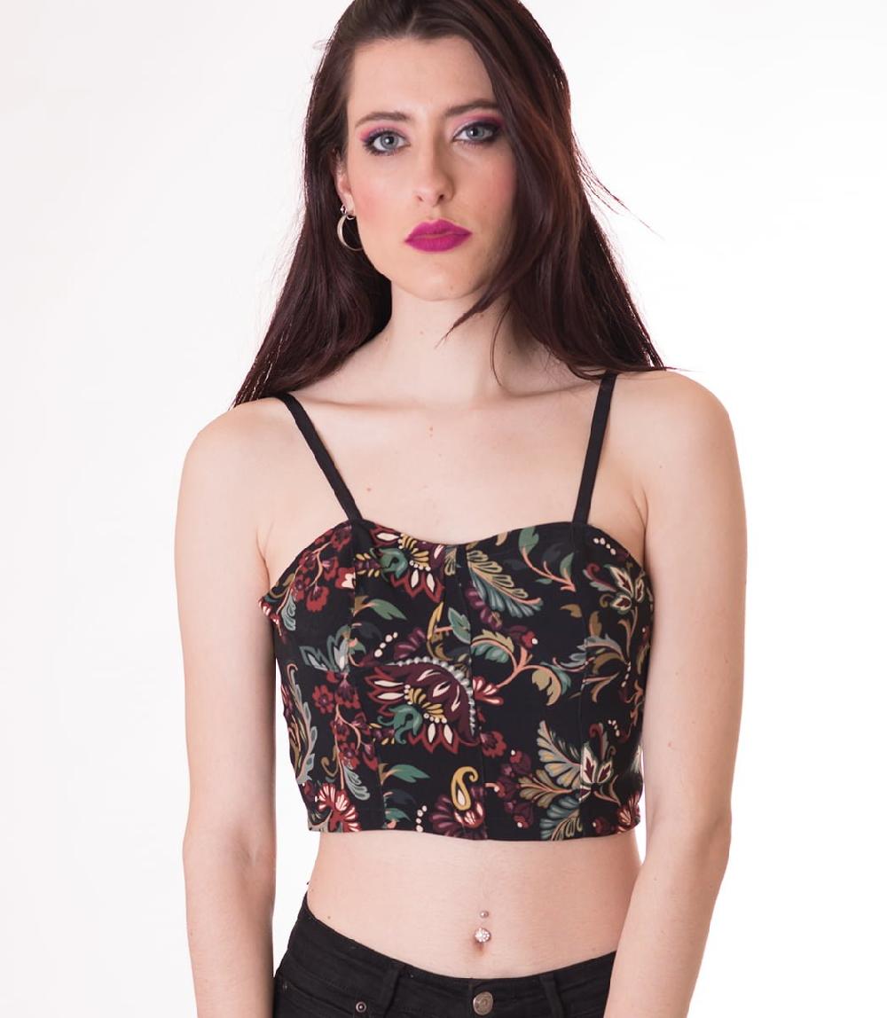 susana escribano Top crop con estampado floreado