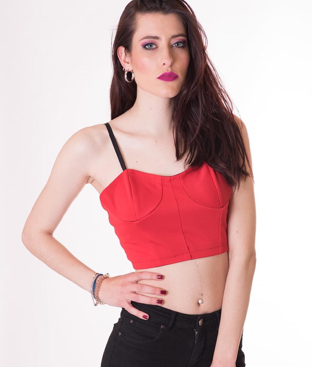 Susana Escribano Top Crop Rojo. Top De Cuerpo