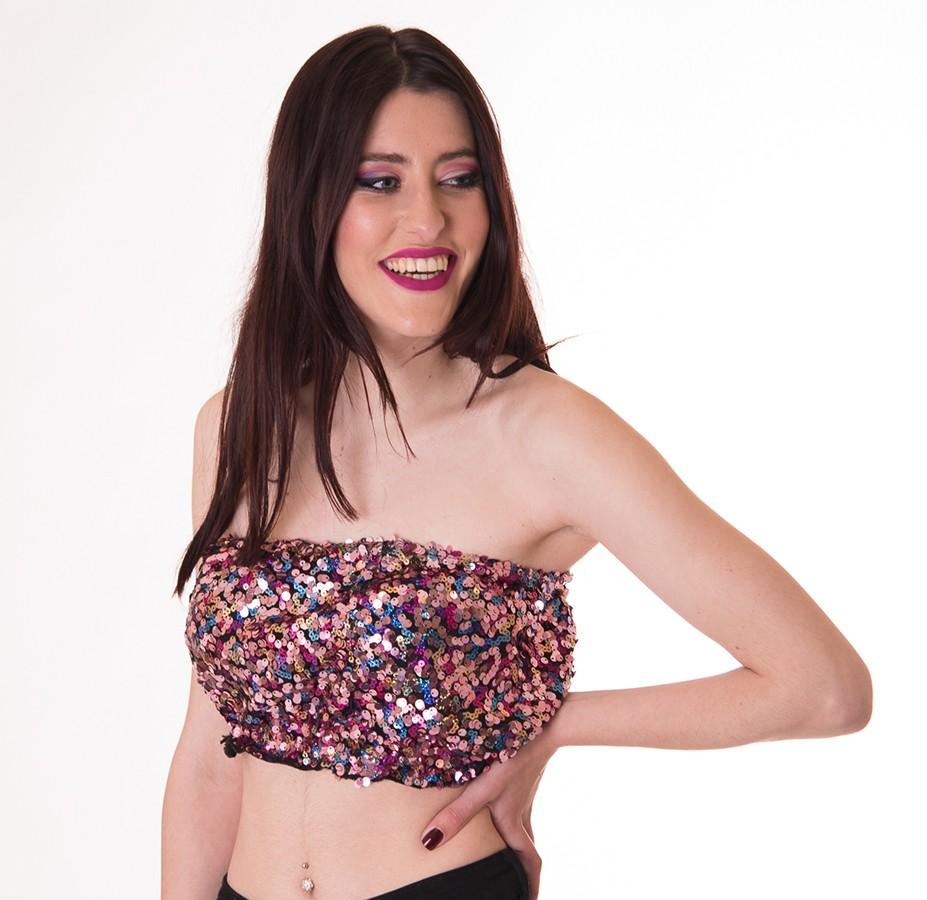 Susana Escribano Top De Lentejuelas. Tonos Rosas