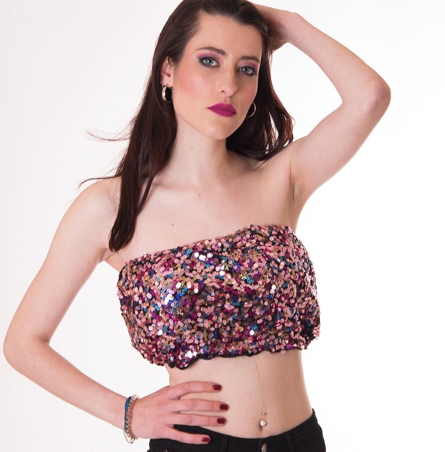 Susana Escribano Top De Lentejuelas. Tonos Rosas