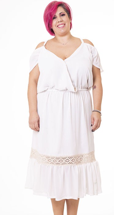 Susana Escribano Vestido Blanco Bambula. Reversible
