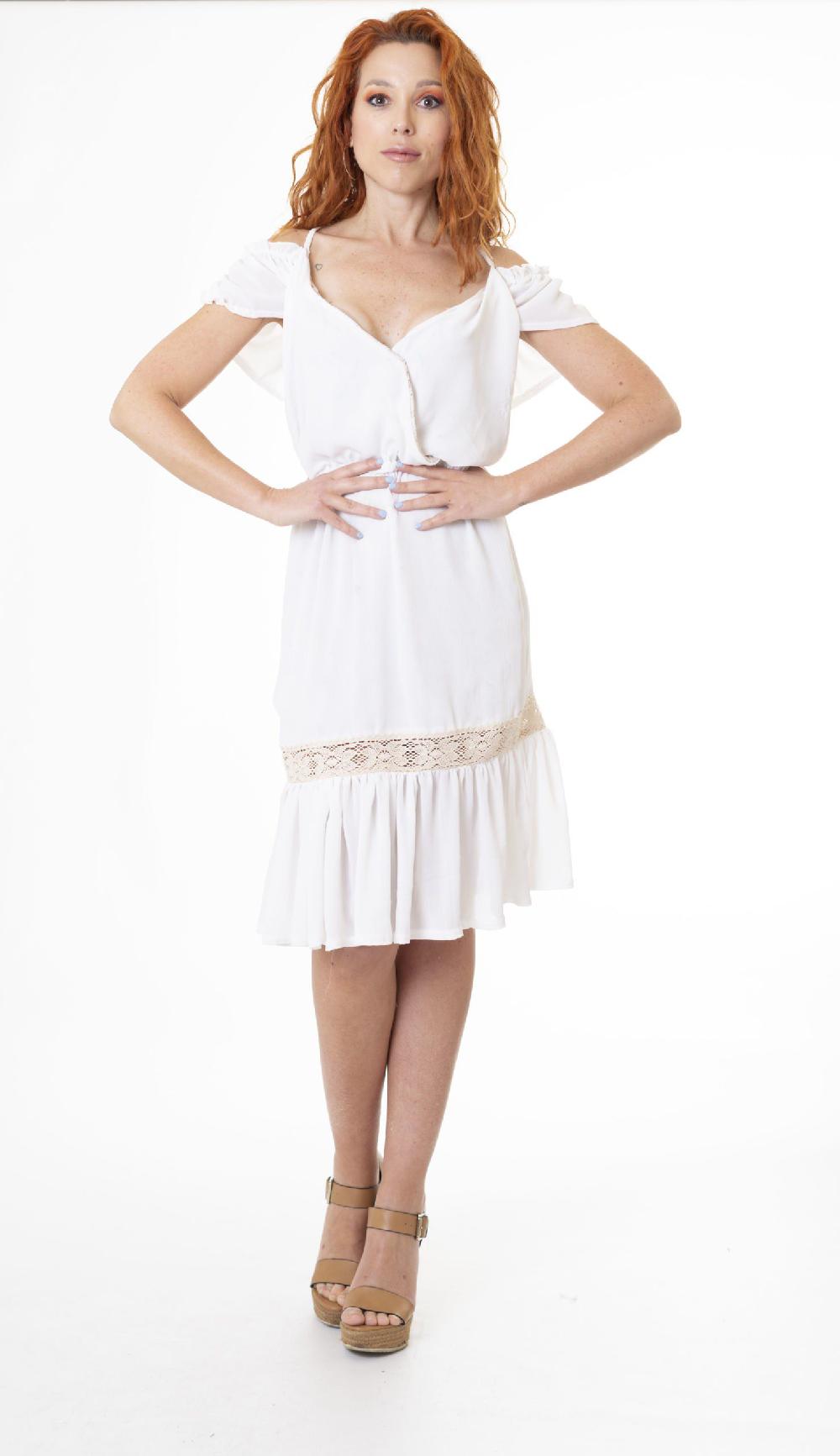 susana escribano Vestido blanco bambula. Reversible