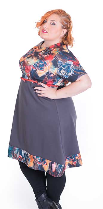 Susana Escribano Vestido Con Falda A. Con Estampado