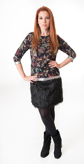 Susana Escribano Vestido De Falda Con Pelo Largo