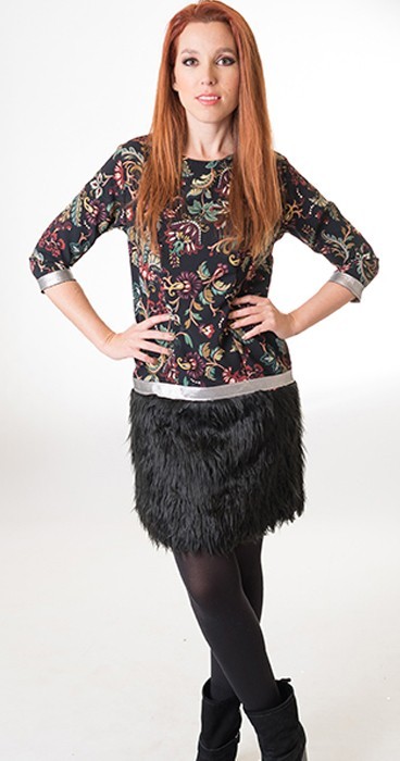 Susana Escribano Vestido De Falda Con Pelo Largo