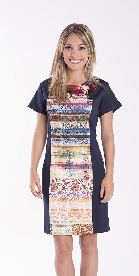 Susana Escribano Vestido De Manga Corta Y Colorido