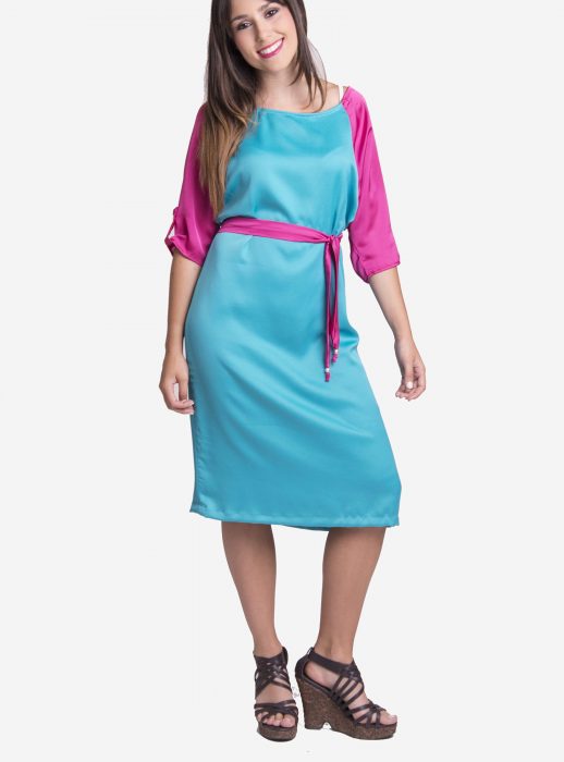 susana escribano Vestido de manga ranglan en seda