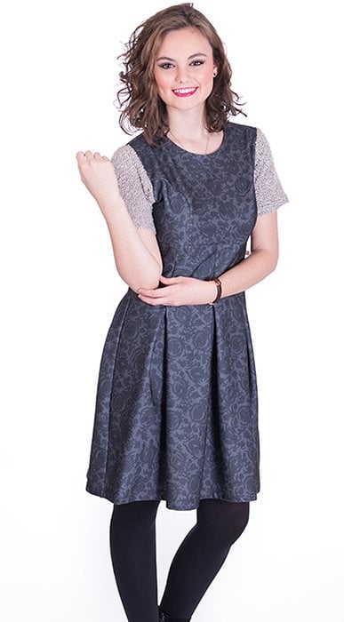 Susana Escribano Vestido Falda Con Pliegues