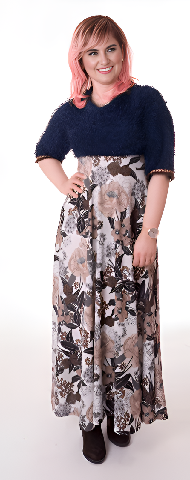 susana escribano Vestido largo de invierno. Floral