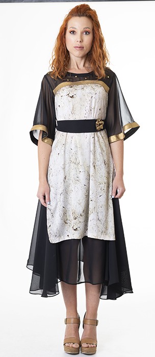 Susana Escribano Vestido Para Evento Adorno Dorado