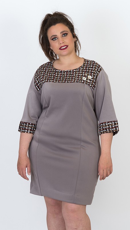 Susana Escribano Vestido Punto Neopreno Marron