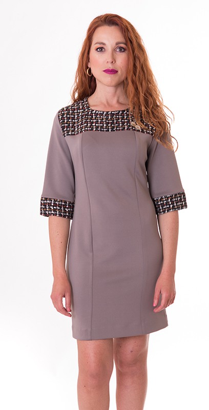 Susana Escribano Vestido Punto Neopreno Marron