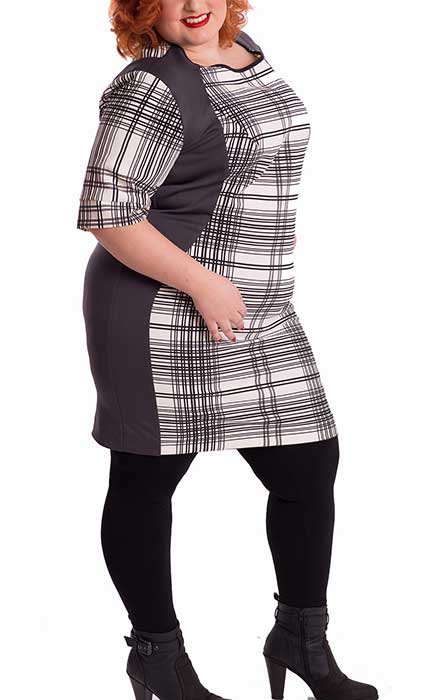 Susana Escribano Vestido Tejido Neopreno Cuadro