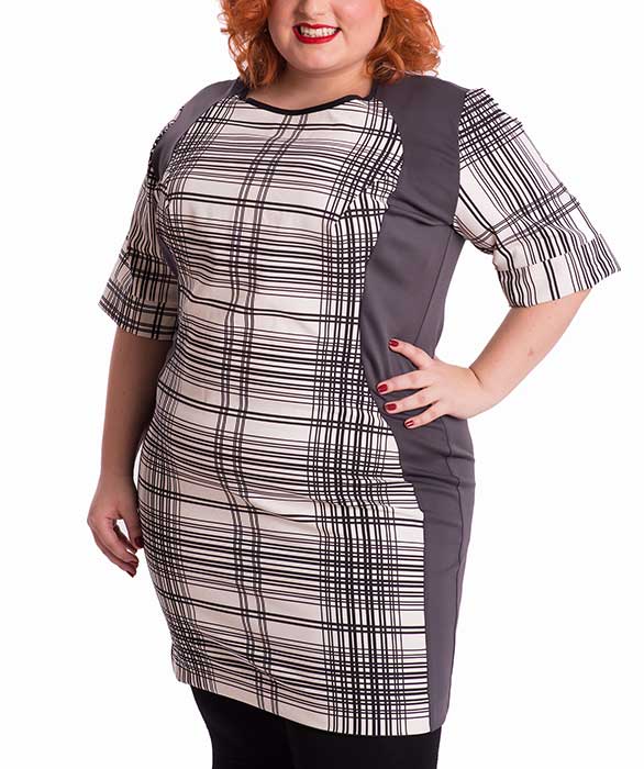 Susana Escribano Vestido Tejido Neopreno Cuadro