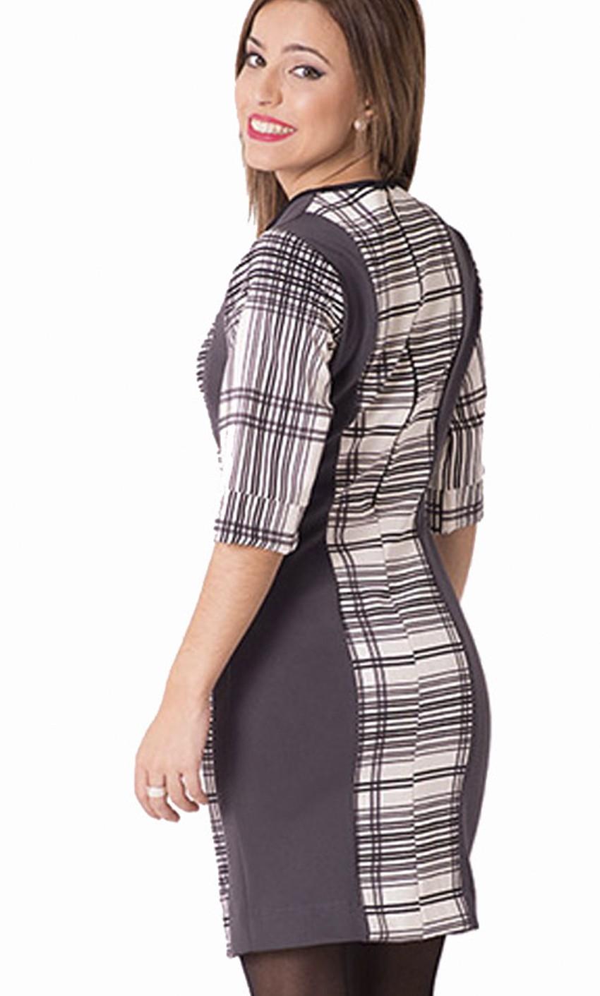 Susana Escribano Vestido Tejido Neopreno Cuadro