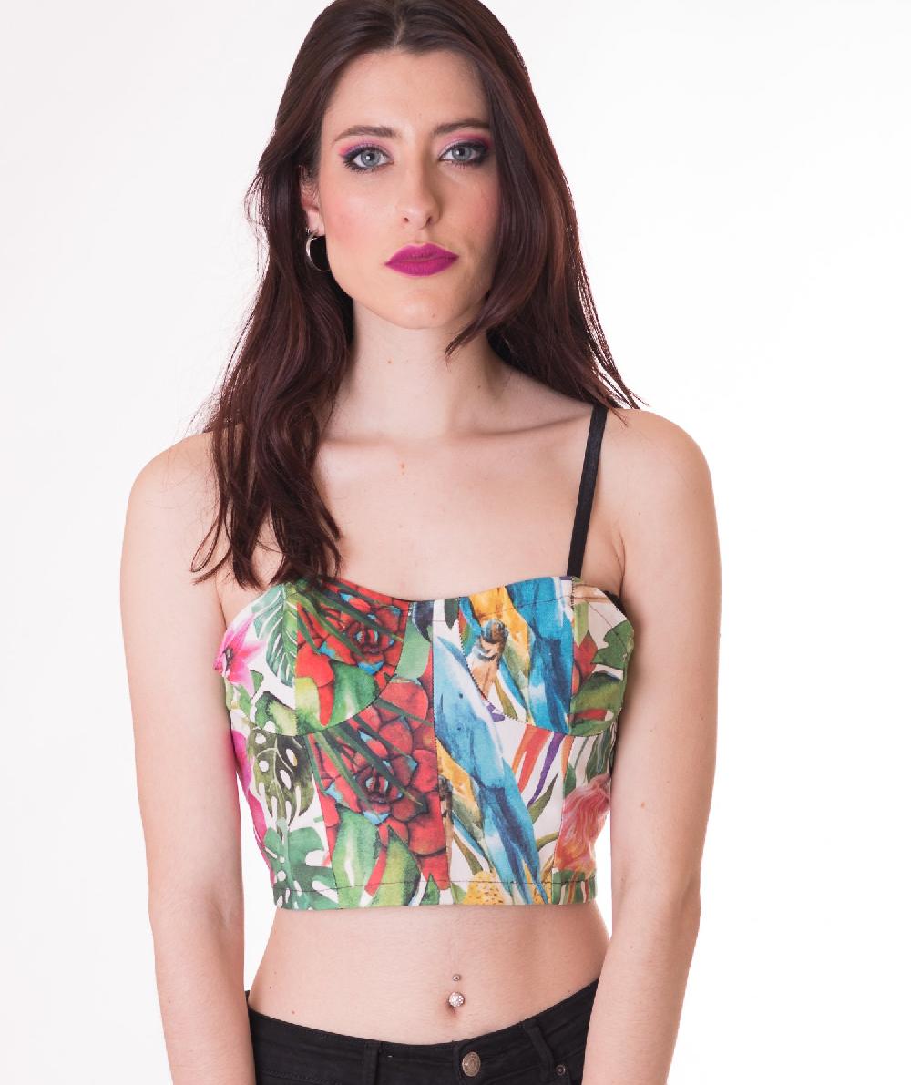 Susana Escribano Top Crop. Top Con Estampado Tropical