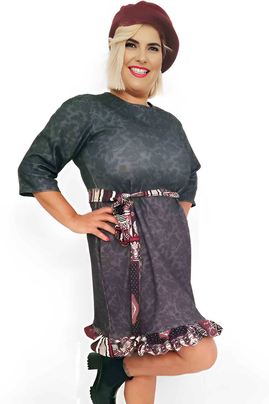 susana escribano Vestido ajustado corto manga francesa