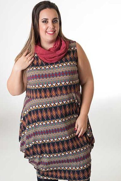 Susana Escribano Vestido Chic. Estampado Geometrico De Rombos