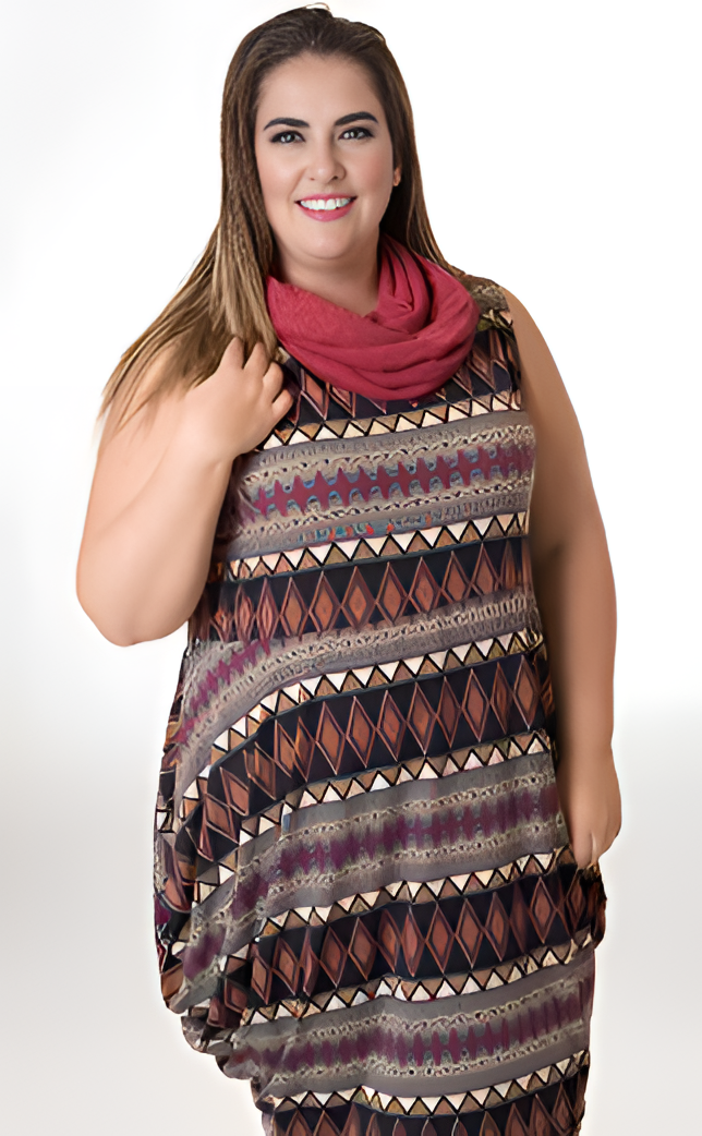 susana escribano Vestido chic. Estampado geometrico de rombos