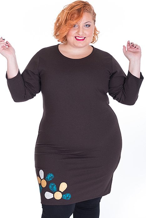 Susana Escribano Vestido Con Flor Tejido En Spandex