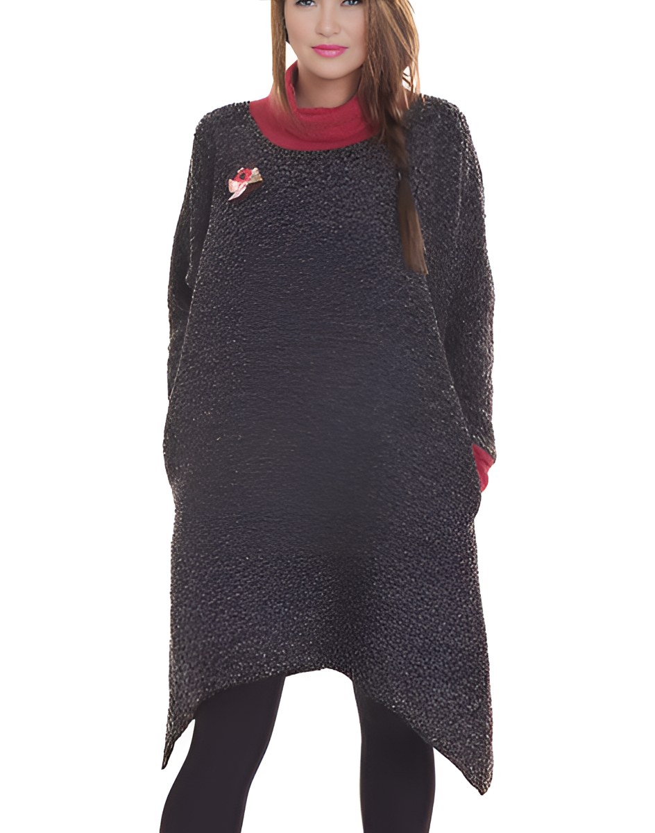 susana escribano Vestido de punto pelusa. Cuello chimenea