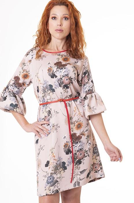 Susana Escribano Vestido De Raso Con Estampado Floral