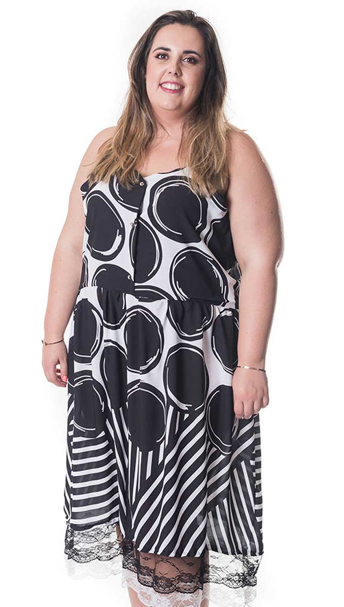 susana escribano Vestido de tirante en crep de topos