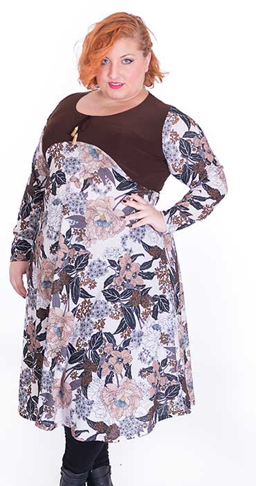 Susana Escribano Vestido Estampado Hojas Manga Larga