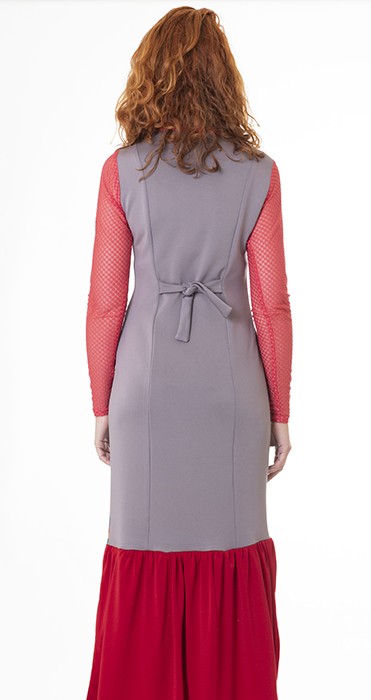 Susana Escribano Vestido Fiesta Largo. Estampado Y Plumeti