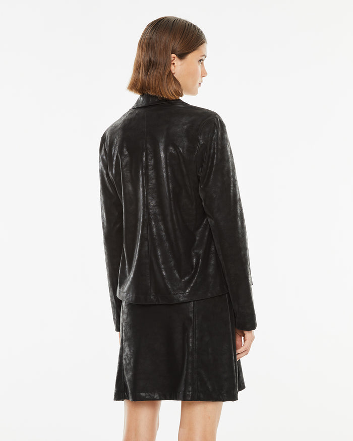 System Action Americana Negra De Manga Larga Con Símil De Cazadora