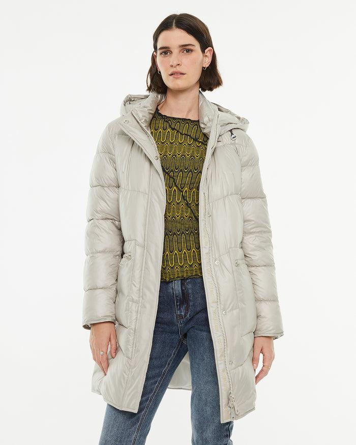 System Action Anorak Midi Acolchado Con Capucha Cierre Frontal Cremallera