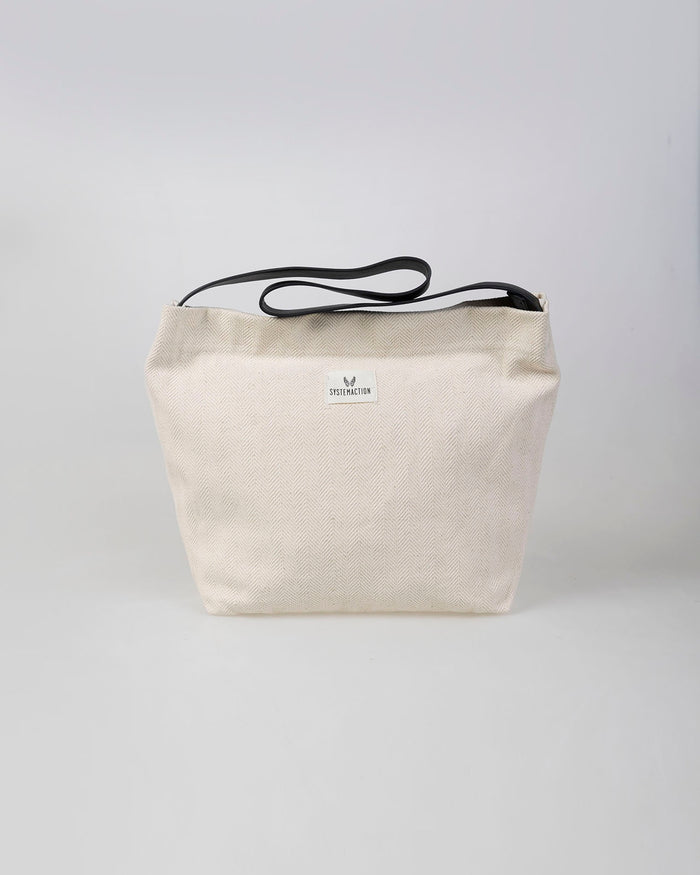 system action Bolso de tela con asa negra a contraste