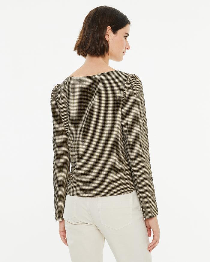 System Action Camisa Cuadros Manga Larga Y Escote Cuadrado