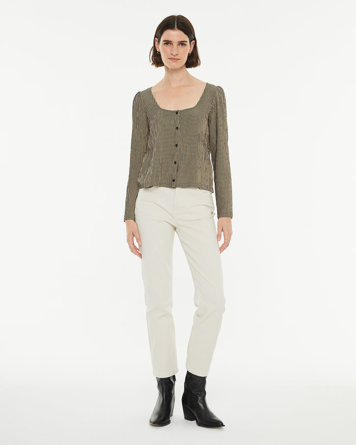 System Action Camisa Cuadros Manga Larga Y Escote Cuadrado