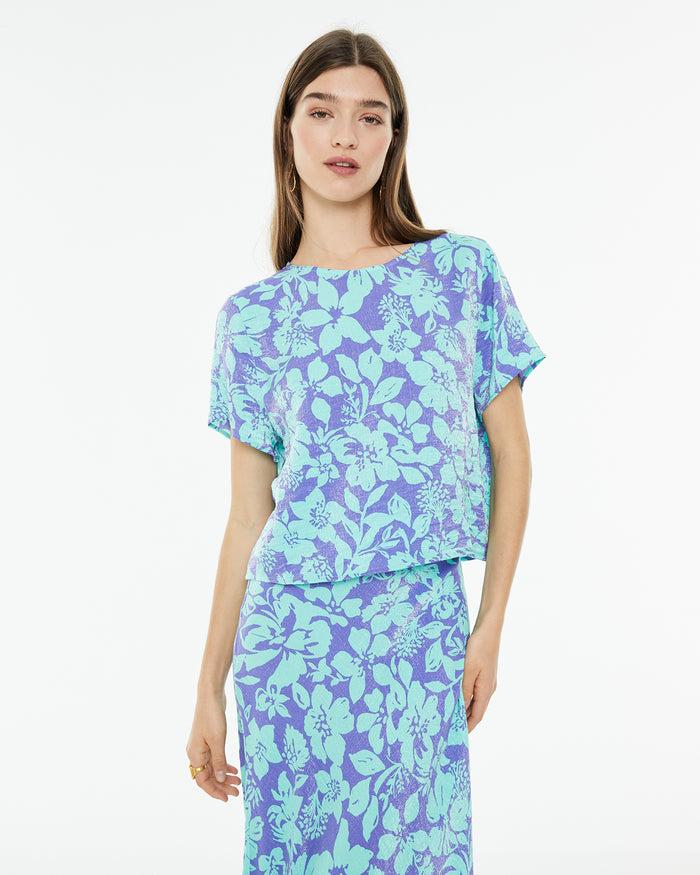 system action Camisa de manga corta estampado floral grande