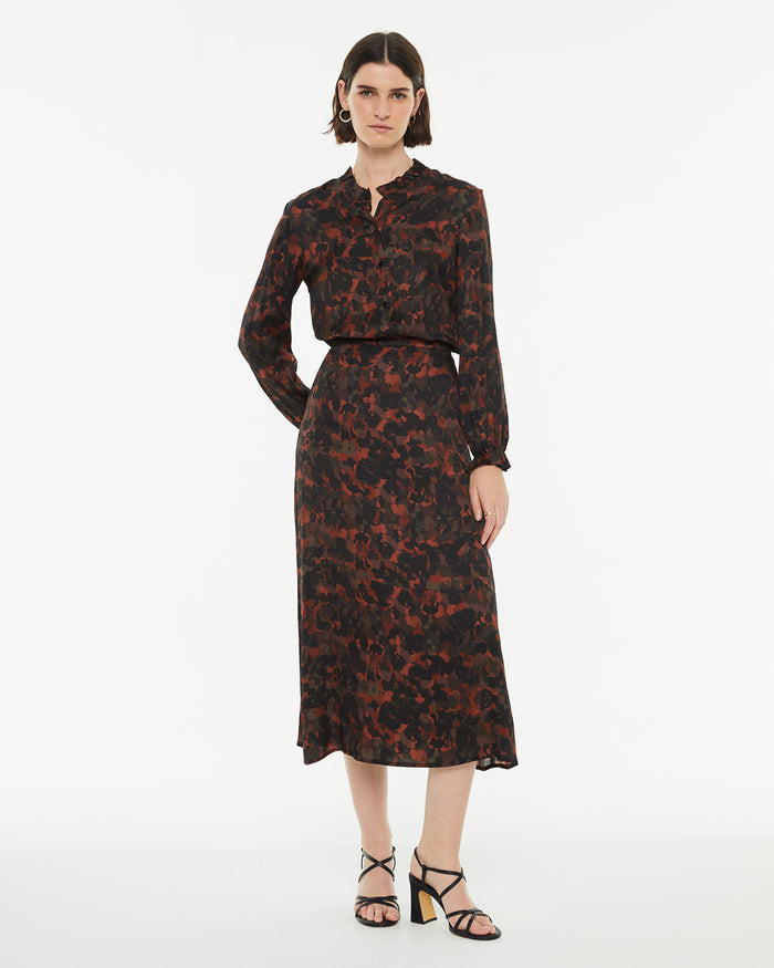 System Action Camisa Estampada Con Volante En El Cuello