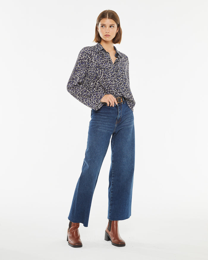 System Action Camisa Estampada Cuello Camisero Y Manga Larga